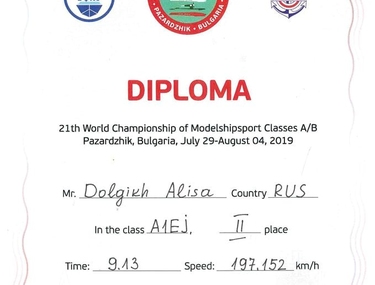 Сертификат Долгих Алиса Дмитриевна