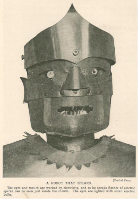 Первый человекоподобный робот был создан инженером Аланом Реффеллом в 1928 году.  Выглядел он очень впечатляюще, робот умел говорить и двигаться. Эрик не умел думать и располагал арсеналом заготовленных ответов на 50-60 вопросов. В остальных случаях он говорил: «Я не знаю, сэр/мадам».  Робот Эрик весом 45 кг и высотой 150 см, одетый в алюминий. Он мог не только сидеть, но и стоять, махать руками, обладал силой речи, которая была усилена электрическим напряжением около 35000 вольт, что вызывало искры изо рта, когда он говорил.  Эрик не только говорил, но еще и отпускал остроумные шуточки, дабы доказать, что в Англии даже у роботов есть чувство юмора. Он ослеплял присутствующих своей сверкающей (в буквальном смысле) улыбкой синего пламени, галантно жал руки мужчинам и кланялся дамам.      Робот с успехом выступал на различных конференциях и выставках, пользовался огромной популярностью, а затем исчез. Восстановить Эрика решил лондонский Музей науки по инициативе куратора музея Бена Рассела. Работа над новым Эриком заняла около пяти месяцев. «Отцом» нового робота стал скульптор и робототехник Джайлз Уолкер. Высота робота 1 метр 83 сантиметра. Он способен вставать и садиться, двигать руками, разговаривать. Когда робот говорит, его рот освещается голубоватым светом (у его предшественника в 1920-х изо рта вылетали голубые искры). «Глазами» Эрика служат красные лампочки. Внешне новый Эрик копия старого, но внутри его Джайлз Уолкер произвел ряд усовершенствований. Работу Эрика 2.0 обеспечивают современные микродвигатели и электроника. К тому же он стал способен поворачивать голову и сгибать руки в локтях. Увидеть Эрика 2.0 возможно в экспозиции Музея науки Великобритании. Почти 100 лет прошло с момента изобретения первого человекоподобного робота, но до сих пор мы удивляемся, пролистывая странички истории.